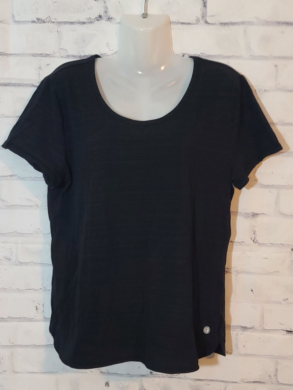 T by Talbots Women's Black Lightweight Relaxed Scoop Neck Tee Shirt L